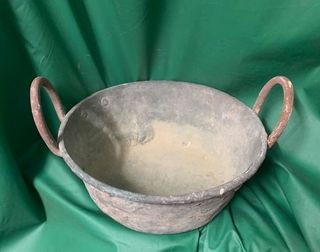 Caldero antiguo cobre con asas hierro