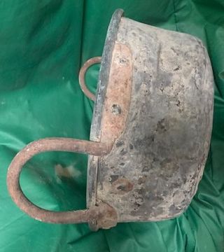 Caldero antiguo cobre con asas hierro