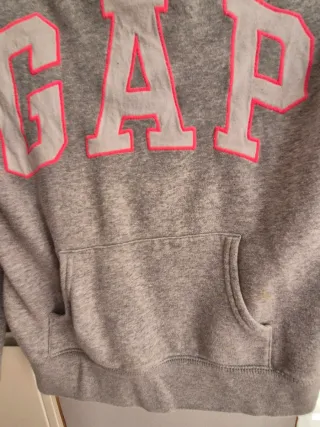 Sudadera GAP gris logo rosa