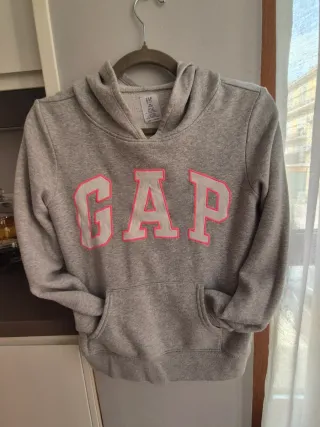 Sudadera GAP gris logo rosa