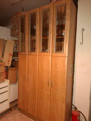 Mueble Alacena Cocina Madera y Cristal