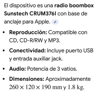 Radio CD Sunstech USB Tarjeta Memoria