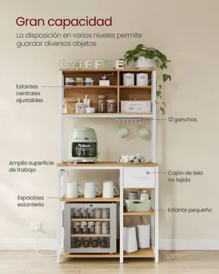 Estantería Cocina con Enchufes VASAGLE KKS015Y02