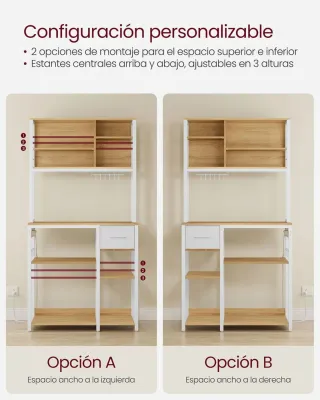 Estantería Cocina con Enchufes VASAGLE KKS015Y02