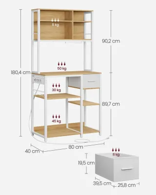 Estantería Cocina con Enchufes VASAGLE KKS015Y02
