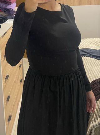 Vestido negro largo manga larga