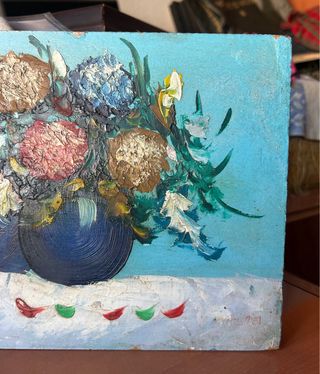 Cuadro Flores en Jarrón Azul