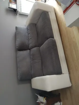 Sofá 2 plazas blanco y gris