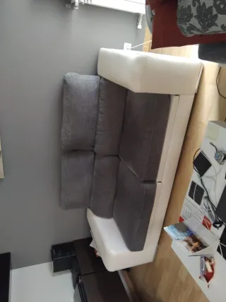 Sofá 2 plazas blanco y gris