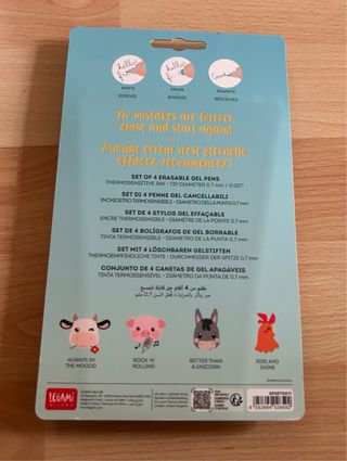 4 Bolígrafos Borrables Legami Farm Sweet Farm