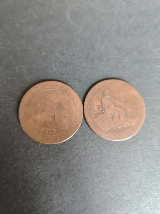 10 Céntimos 1870. 2 monedas