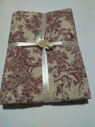 Tovaglia Toilette de Jouy Beige/ bordeaux