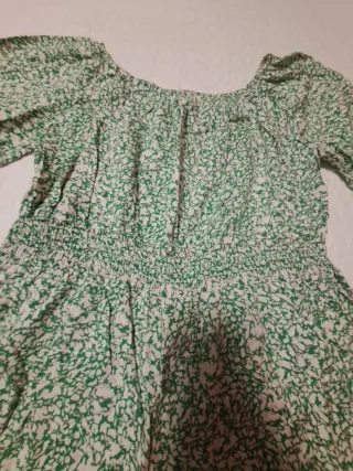 Vestito corto floreale verde e bianco