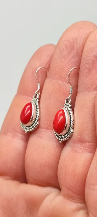 Pendientes de Plata y Coral.
