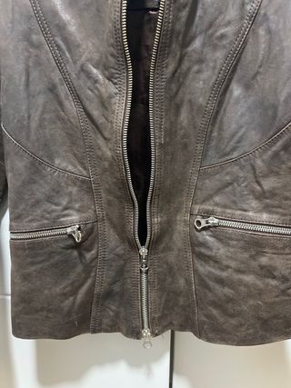 Chaqueta de cuero mujer marrón