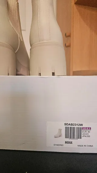 Botines Beige Tacón Grueso Talla 40