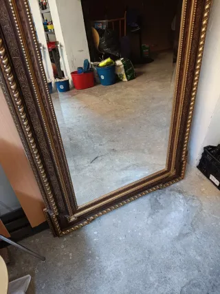 Espejo grande madera y dorado