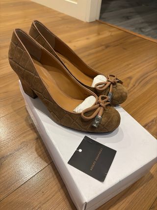 Adolfo Dominguez Sandalias Tacón Marrón