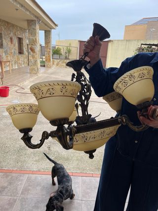 Set 2 Lámparas Salón Oro y Blanco