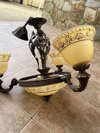 Set 2 Lámparas Salón Oro y Blanco