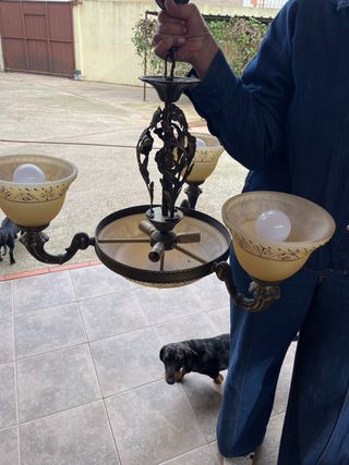 Set 2 Lámparas Salón Oro y Blanco