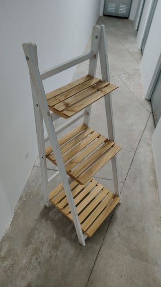 Estantería Escalera Madera Blanca