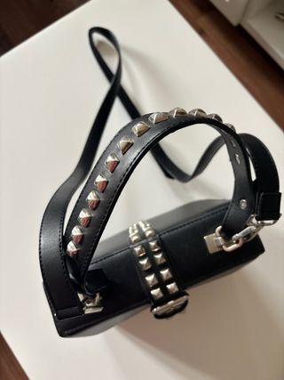 Bolso Prada Negro con Detalles Plateados