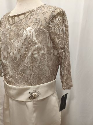 Vestido encaje beige/dorado boda comunión