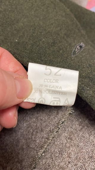 Abrigo Lana Clipping Talla 52 Verde Oliva