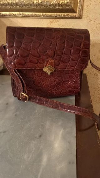 Borsetta in pelle effetto coccodrillo