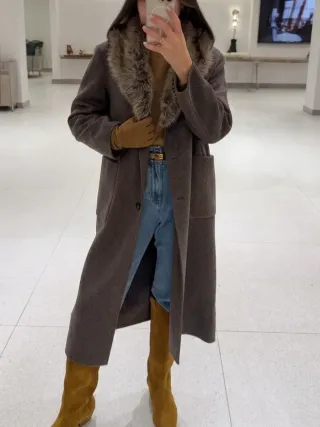 Abrigo Zara lana efecto pelo desmontable