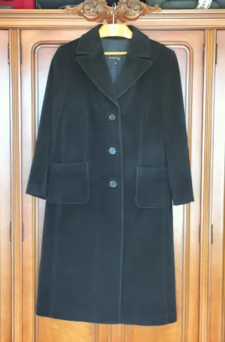 Abrigo LASSERRE angora y lana. Color azul marino.