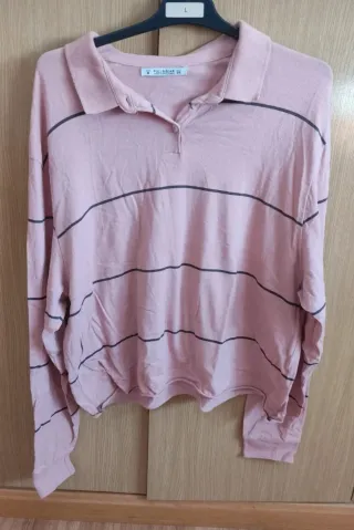 Polo Pull&Bear rayas rosa talla m