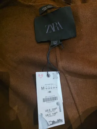 Abrigo Zara Lana Capucha Talla Única