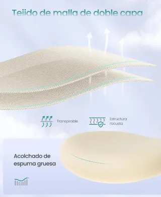 SONGMICS Silla de Oficina Ergonómica Beige Arena