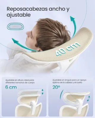 SONGMICS Silla de Oficina Ergonómica Beige Arena
