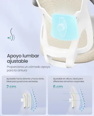 SONGMICS Silla de Oficina Ergonómica Beige Arena