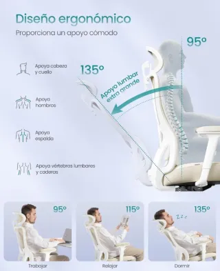 SONGMICS Silla de Oficina Ergonómica Beige Arena