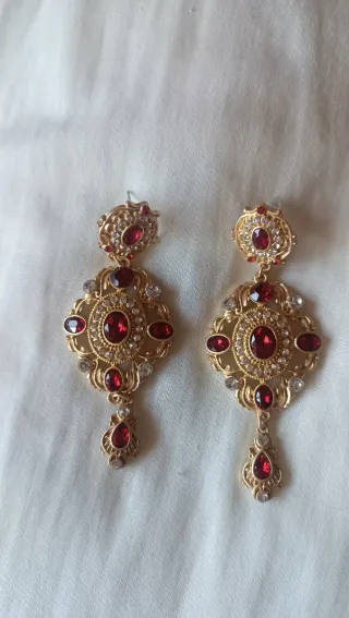 Pendientes huertana oro y rojo