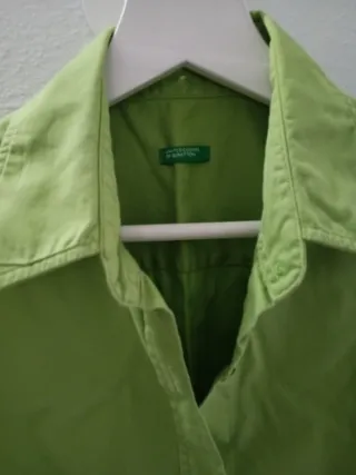 Camicia Benetton verde manica 3/4 taglia S