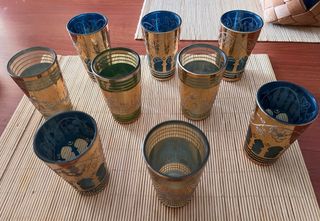 9 Vasos de té moruno dorados sin usar