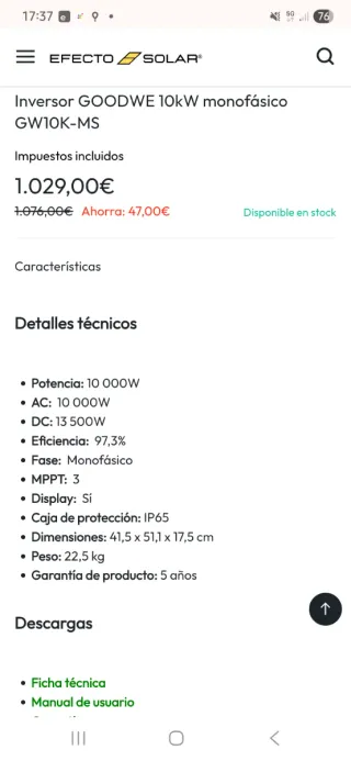 Inversor GoodWe GW10K-MS