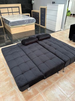 Sofá Cama Chaise Longue Reversible Negro