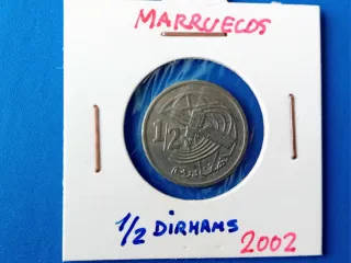 Moneda 1/2 Dirhams Marruecos 2002