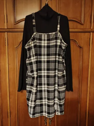 Vestido premamá cuadros blanco y negro