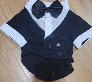 Traje  formal de perro elegante con pajarita