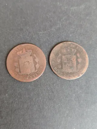 10 Céntimos 1877. 2 Monedas Alfonso XII.
