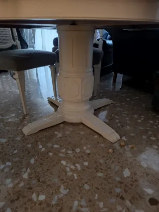 Tavolo da pranzo e 6 sedie in rattan/legno