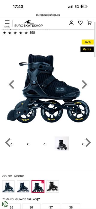 Patines 3 Ruedas Velocidad Story Negros Nuevos