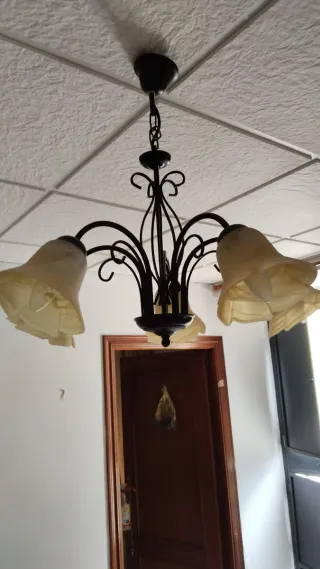 Lámpara de techo metal y cristal